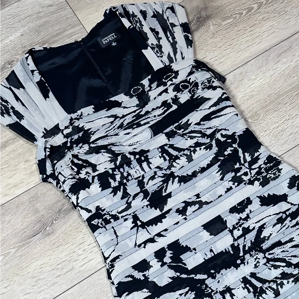 Adrianna Papell Floral Shutter Pleated Bodycon Dress